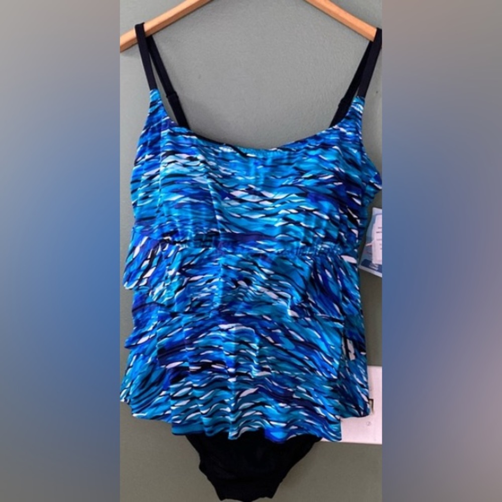 Longitude one piece blue print plus size bathing suit